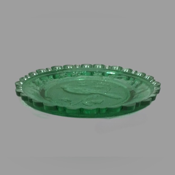 Vintage Pairpoint Glass Cup Plate Cardinal, Green - Picture 5 of 7